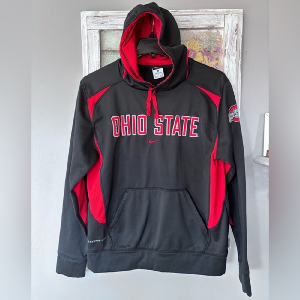 Nike Ohio State Buckeyes Hoodie Sweatshirt Hoodie Therma-Fit Center Swoosh S